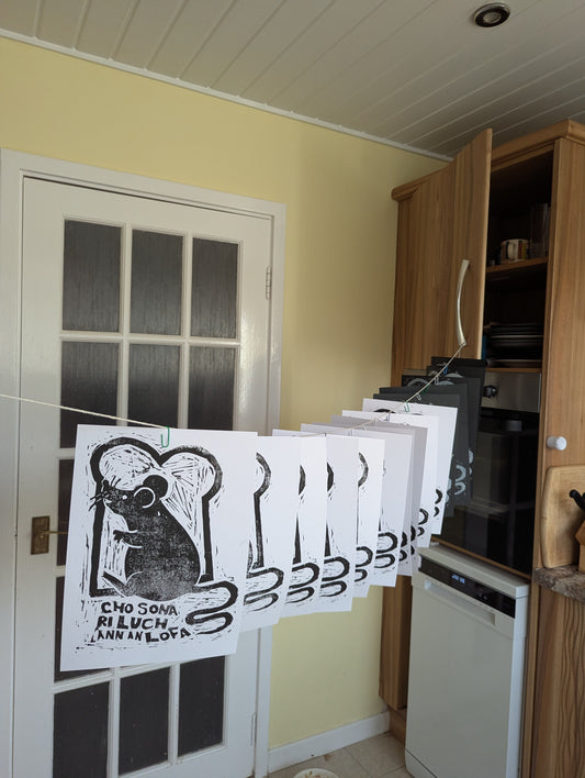 Cho Sona ri Luch ann an Lofa  - A4 Linoprint