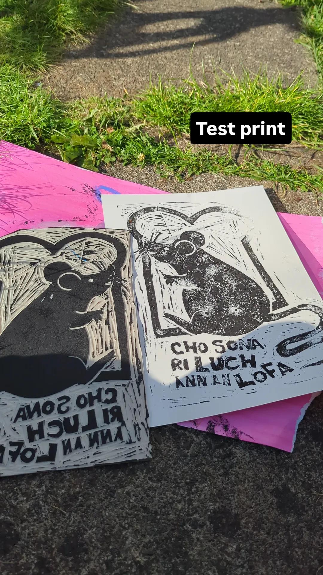 Cho Sona ri Luch ann an Lofa  - A4 Linoprint