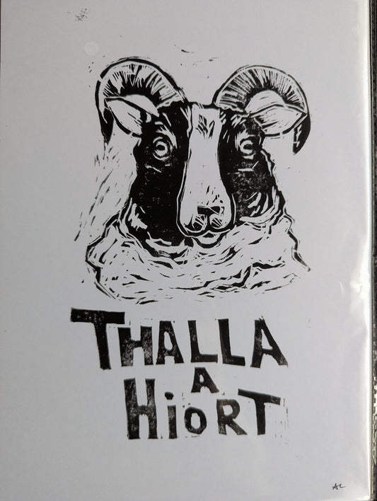 Thalla a Hiort - A4 Linoprint