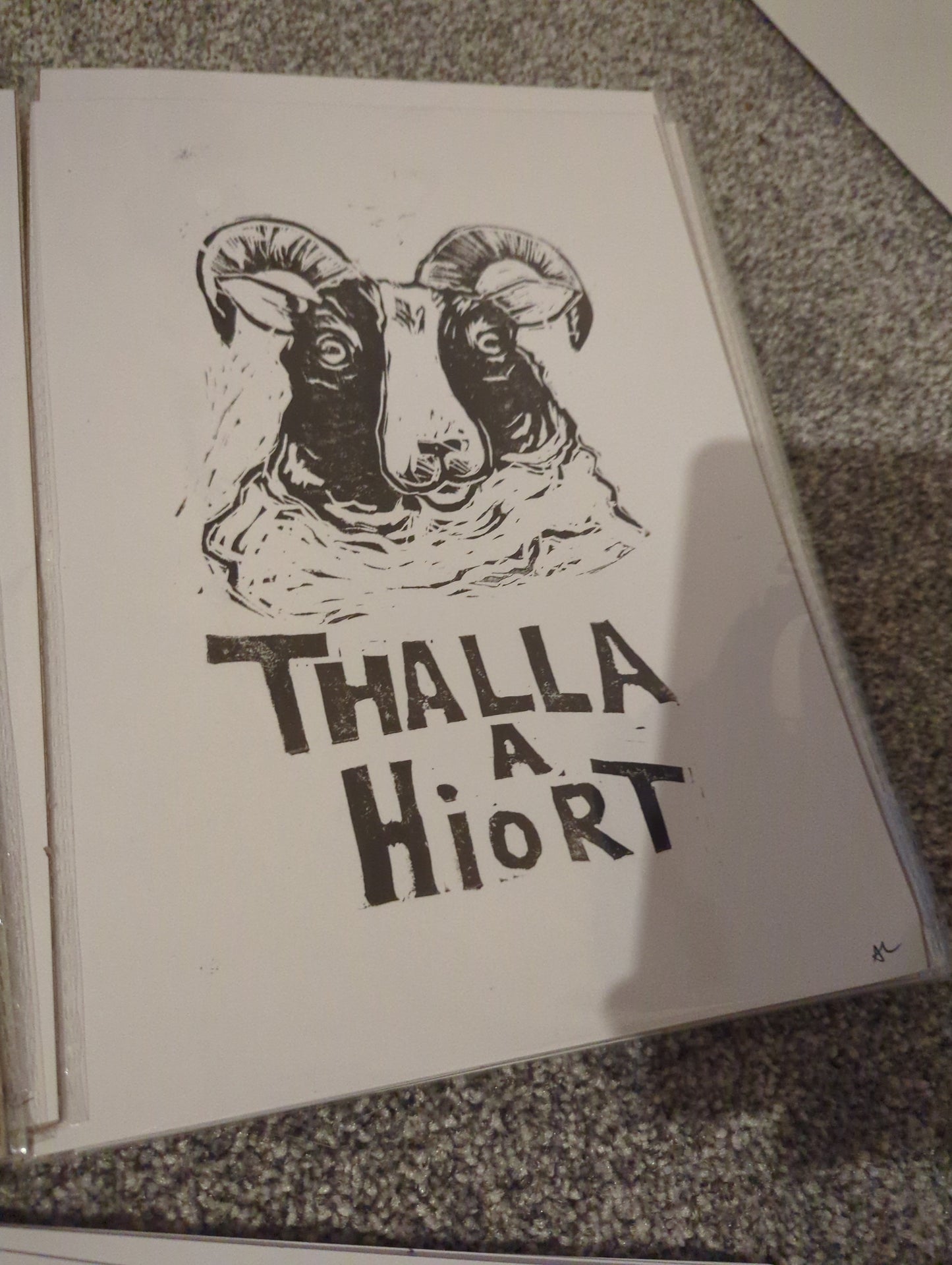 Thalla a Hiort - A4 Linoprint